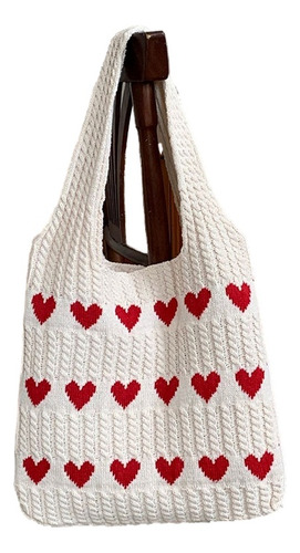 Knitted Bag, Woven Bag, Heart Carrying Shoulder Bag