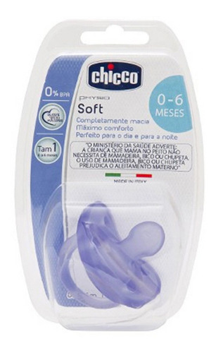 Chupeta Physio Soft Roxo Claro 0 A 6 Meses Da Chicco 2711 Cor Azul Liso Período de idade 6-12 meses