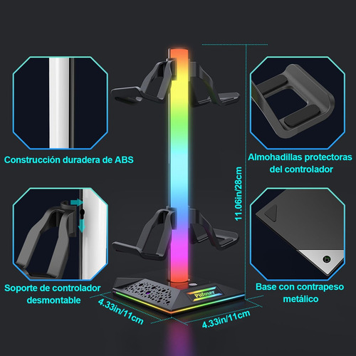 Soporte Para Auriculares Y Controles Con Luces Rgb Practico