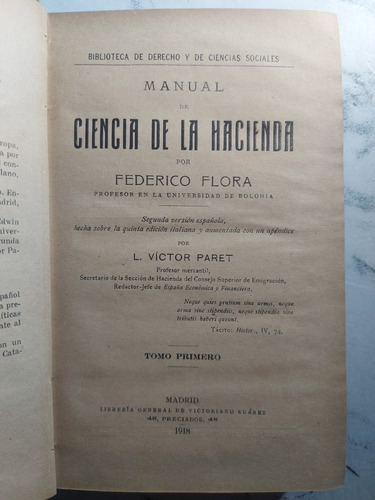 Manual De Ciencia De La Hacienda. Federico Flora. Ian 206