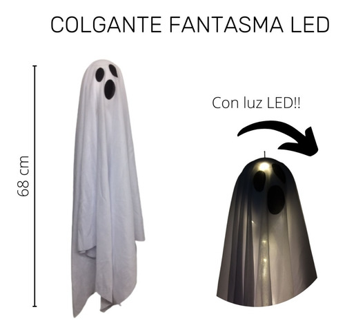 Imagen 5 de 10 de Fantasma Colgante Led Luminoso Halloween Decoración