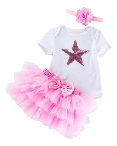 Conjunto 3 Piezas Body + Tutu Y Cintillo Para Bebés