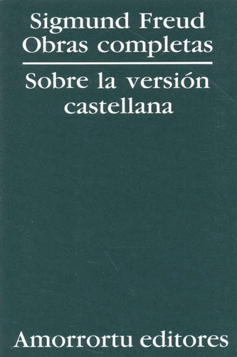 O.completas S.freud:vol.presentacion / Etcheverry,jose Luis
