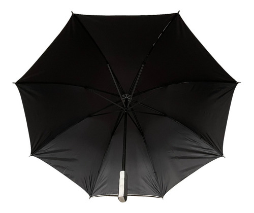 Imagen 3 de 10 de Paraguas Reforzado Plateado Varillas Metal Interior Negro