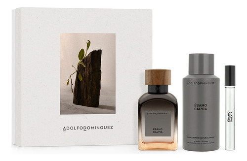Set Adolfo Domínguez para Hombre Ebano Salvia EDT 120ml Deo 150ml y Megaspritzer