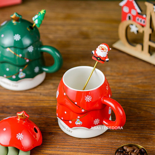 Taza De Café De Cerámica Festiva, Taza De Árbol De Navidad