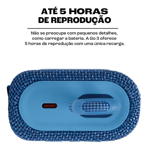 Caixa De Som Bluetooth Go 3 Eco Jbl - Azul - Vitrine Azul (Usado)