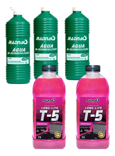 Kit 2 Aditivo Radiador Radnaq Rosa + 3 Agua Desmineralizada