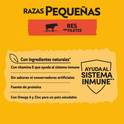 Imagen 2 de 6 de Pedigree Alimento Húmedo Raza Pequeña Res Filetes 10 Sobres