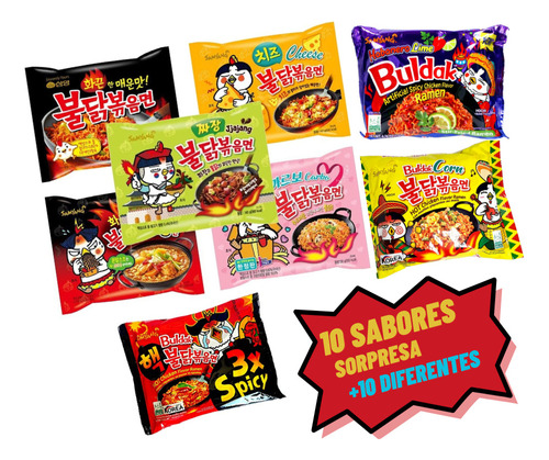 10 Ramen Surtido Buldak Samyang Importado De Corea