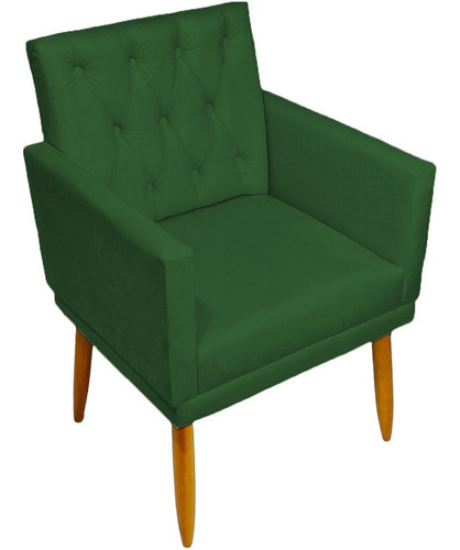 Poltrona Decorativa Sala C/ Capitonê Suede Azul Turquesa Cor Verde Desenho Do Tecido Suede Liso