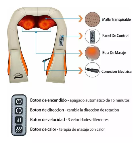 Nanofort Masajeador Espalda Cuello Doble Cabezal Infrarrojo