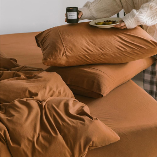 Wellboo Edredon Naranja Calabaza Juego De Cama Matrimonial
