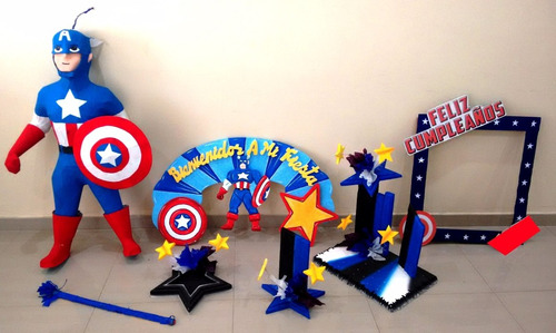 Piñata Capitán América Combo Bienvenidos Chupetera Galletero