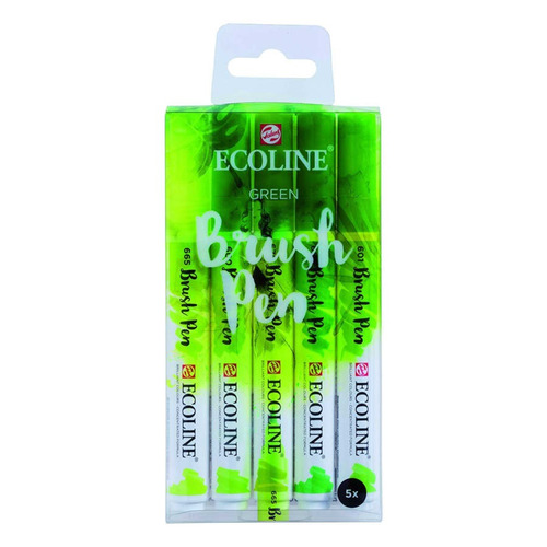 Royal Talens Ecoline - Set 5 Marcadores Brush Pen; Verde