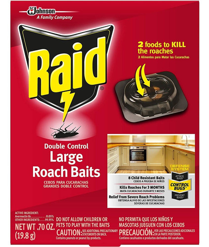 Raid Double Control, Cebos De Cucaracha Grandes 0.70 Onzas (
