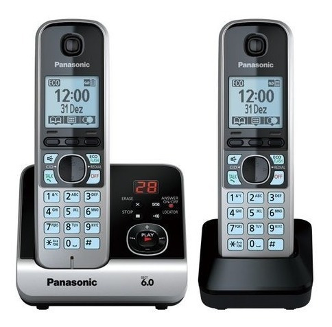 Telefone Sem Fio Panasonic Kx-tg6722lbb+1ramal Preto Bivolt