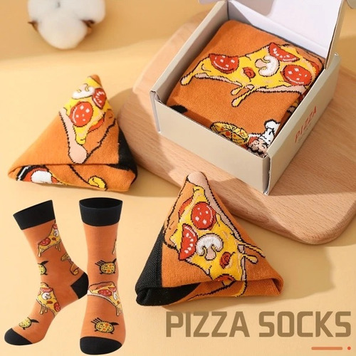 Calcetines Pizza Con Caja Calcetas Pizza Regalo Creativo