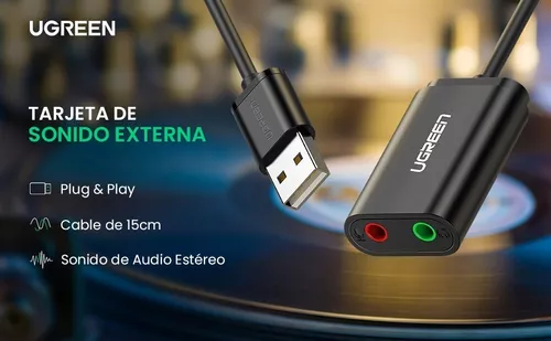 Adaptador de audio USB 2.0 a Jack 3.5mm Ugreen (30724)