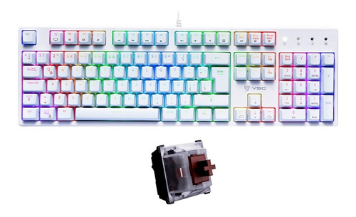 Teclado Gamer Mecanico Vsg Alnilam Switch Marron Rgb Blanco