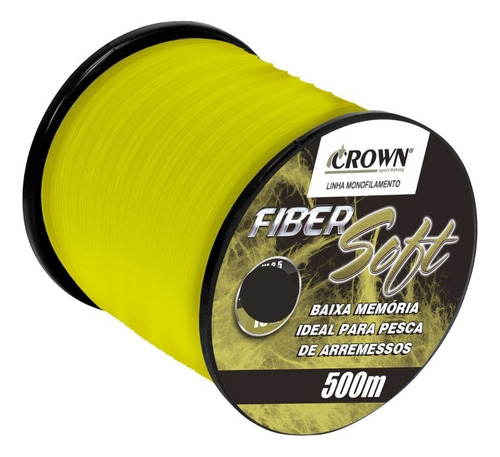 Linha De Pesca Crown Fiber Soft Yellow 500 Mtr 033 Mm Cor Amarelo