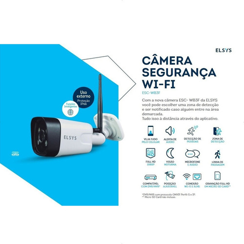 Imagem 6 de 6 de Camera Ip Wifi Full Hd Elsys 1080p Ir 30m Smart Ip66 Cel App
