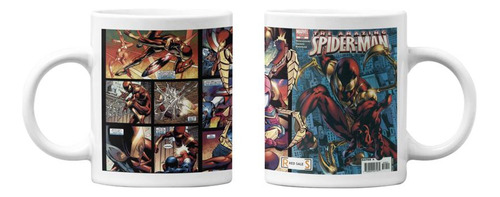 Tazones Tazas Blancas Spiderman Comic Iron Spider