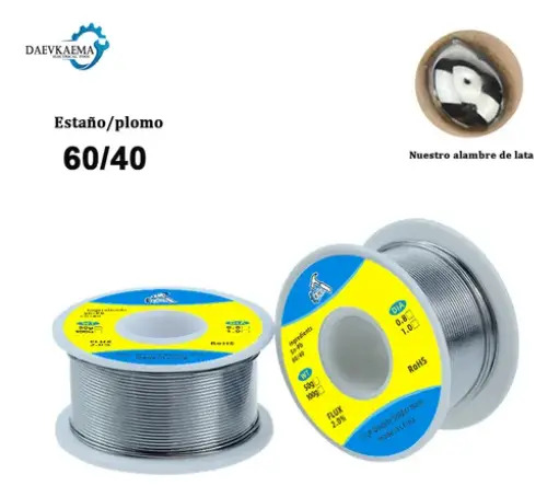 Microalambre Soldadura Estaño Plomo 60/40 Daevkaema 50g 1mm Resina