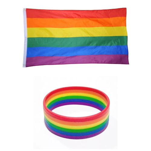 Bandera Y Pulsera Orgullo Gay Lgtb Lesbiana Arcoiris
