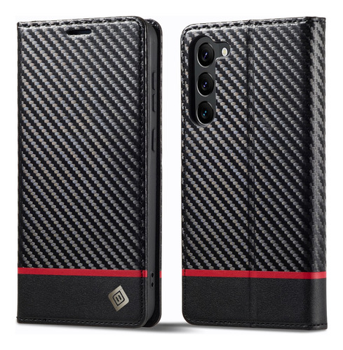 Para Galaxy  S24    Funda Tarjetero Cartera Fibra Carbono