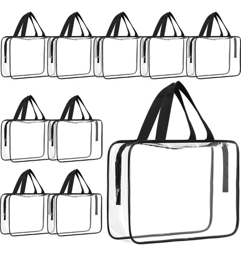 10 Bolsas Grandes De Maquillaje Transparentes Impermeables,