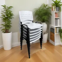 Comprar Silla Apilable Fija Plástica Oficina Reforzada Pack X6 Super Fuertes Con Garantia De Fabrica Stock Permanente Color Blanco