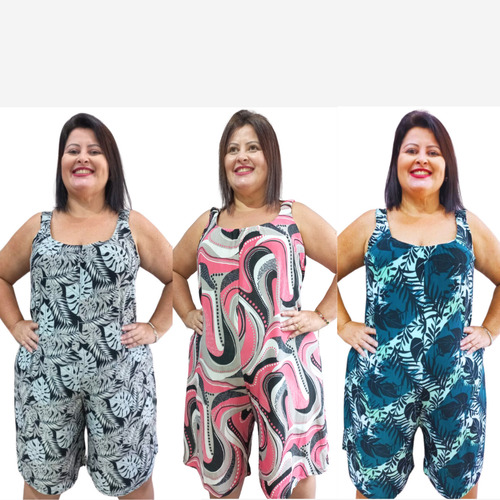 Kit 3 Macaquinhos Liganete Plus Size Felicity Barato