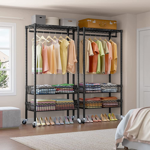 Vipek X2 Rolling Garment Rack Ajustable Wire Clothing Rack P