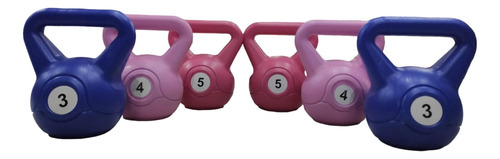 Kit Set Combo X6 Pesas Rusas Kettlebel Pvc 3-4-5kg Fitness