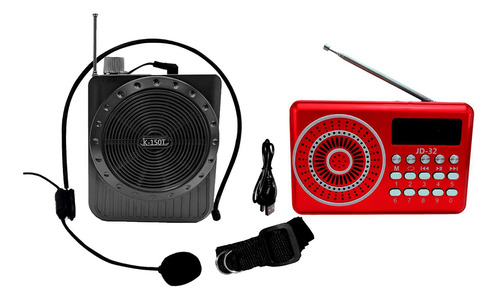 Kit Amplificador De Voz Megafone E Radio Pequeno Portátil