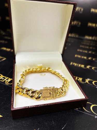 Pulseira Grumet 25 Gramas 12mm Ouro 18k 750 Fecho Nome