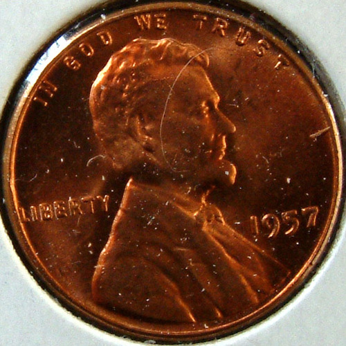 1957 P Lincoln Penny 1c Centavo Ms Proof Cobre Eeuu Ringking