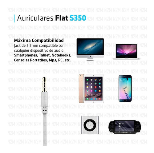 Imagen 4 de 10 de Auriculares In Ear Celular Manos Libre Microfono Flat S350