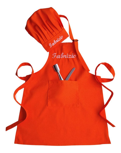 Mini Chef 100% Drill Minichef Nombre Bordado ( Mandil Gorro)