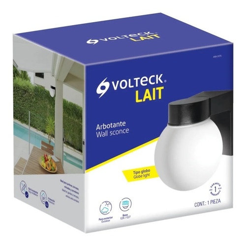 Lampara De Pared, Arbotante Tipo Globo, Voltech Lait