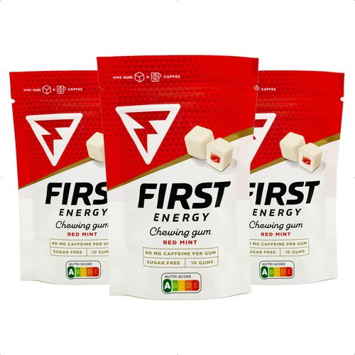 Chiclete Energético First Gum Cafeína Sabor Menta