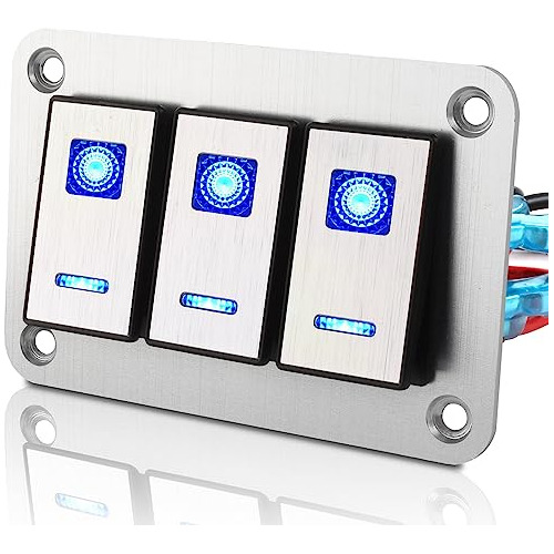 Panel De Interruptores Basculantes De Aluminio De 3 Gan...