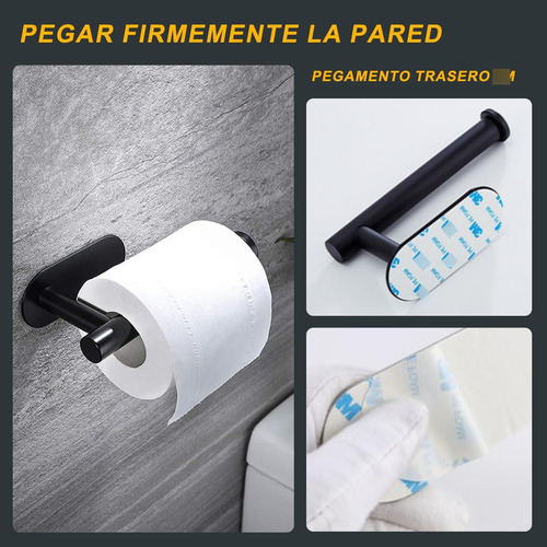 Portarrollos Higiénico Gancho Toallero Autoadhesivo Acero In