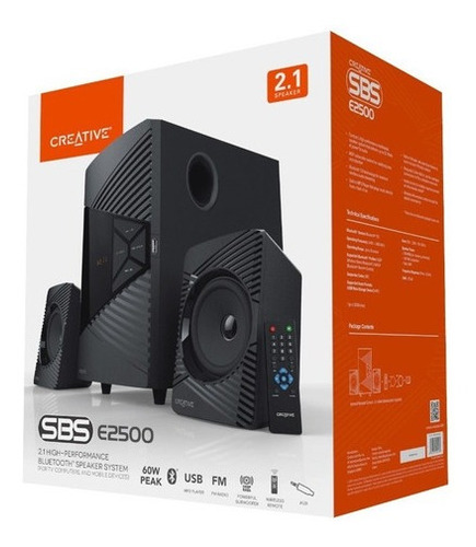 Imagen 5 de 5 de Sistema De Parlantes Creative Sbs E2500 2.1 Usb Bt Radio Fm