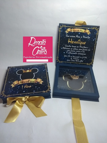 Imagem 5 de 5 de Caixa Convite Mickey Realeza Luxo