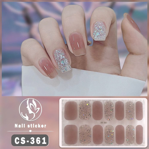 Pegatinas De Gel Para Uñas Con Purpurina De 14 Puntas