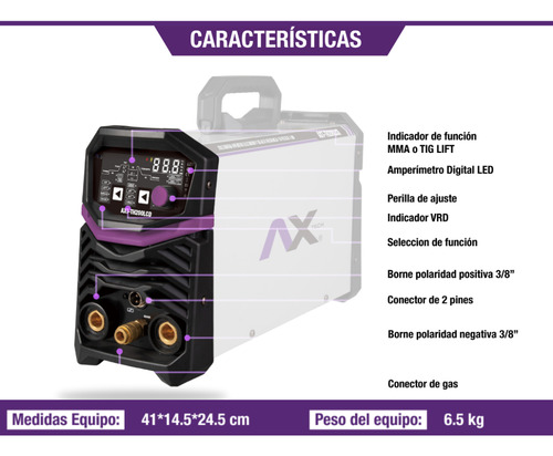 Kit Soldadora Tig Hf 200a Axtech + Miniesmeril + 30 Discos
