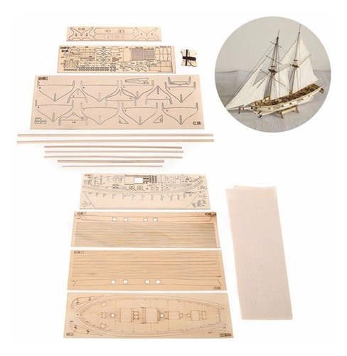 Kit De Barco De Vela De Madera, 7 Piezas De Bronce, Modelo D