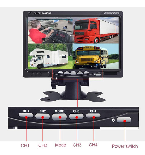 Camara De Respaldo Hd 1080p, 7 Monitores, 4 X 4 Pines, Ahd,